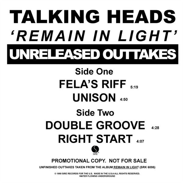 'Remain In Light' Unreleased Outtakes | Mint (M) Mint (M)