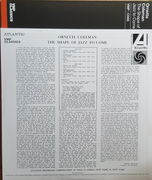 The Shape Of Jazz To Come (VMP VINYL) | Mint (M) Mint (M)