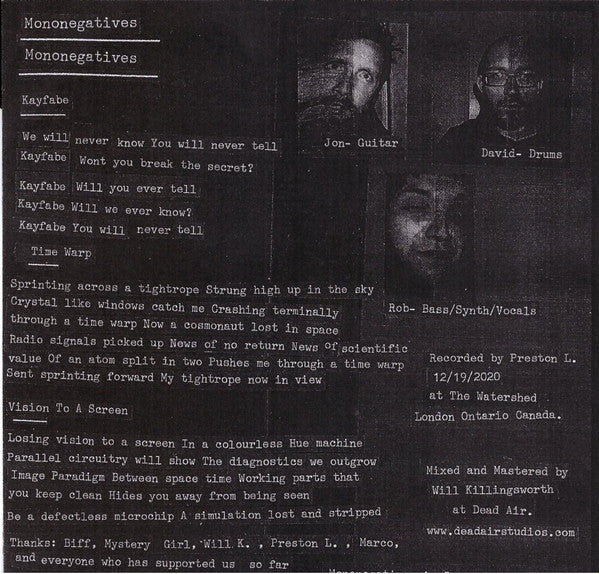 Mystery Girl / Mononegatives Split EP (VINYL 7") | Mint (M) Mint (M)