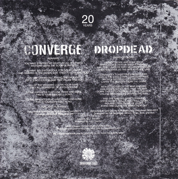 Converge / Dropdead (7" COLOR BONG' VINYL) *ORANGE/BLUE* | Mint (M) Mint (M)