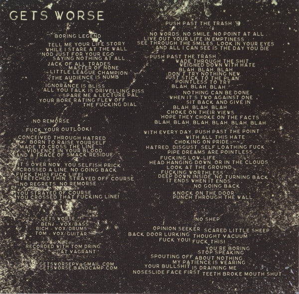 Gets Worse / Fissure Split (BLUE VINYL 7") | Mint (M) Mint (M)