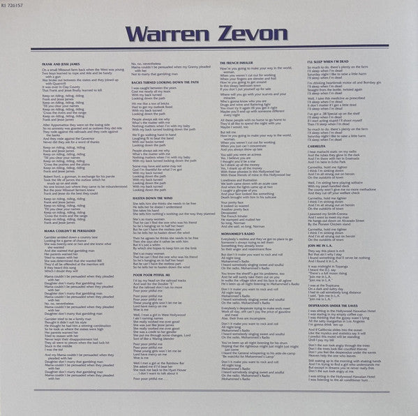Warren Zevon - Warren Zevon (2XVINYL) | Mint (M) Mint (M)