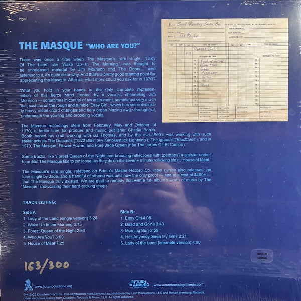 The Masque (2) - Who Are You? (VINYL)*DISCOUNTED* |