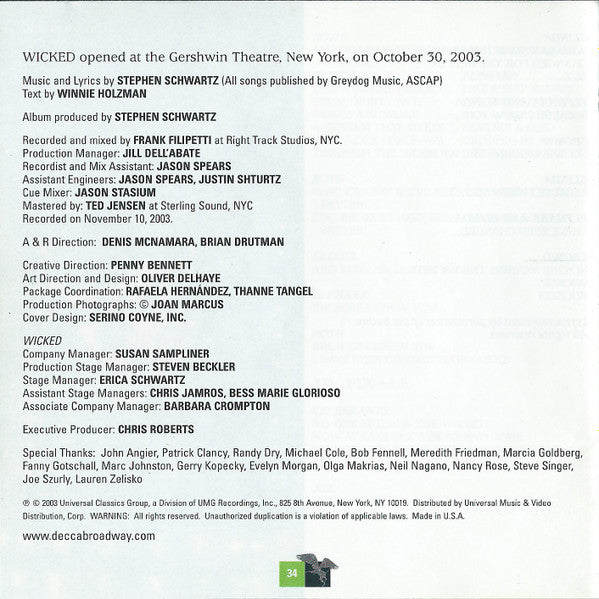 Wicked (Original Broadway Cast Recording) (CD) | Mint (M) Mint (M)