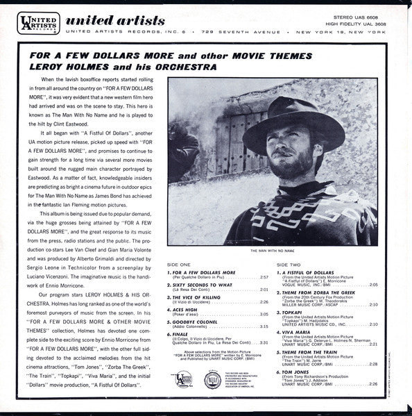 LeRoy Holmes Orchestra - For A Few Dollars More And Other Motion Picture Themes | Excellent (EX) Very Good Plus (VG+)