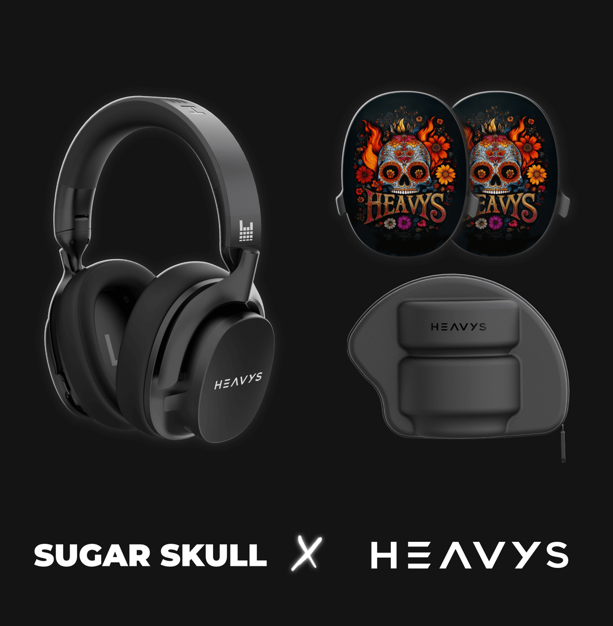 Sugar Skull Dia De Muertos Limited Edition HEAVYS Headphone Shells & Headphone Bundle