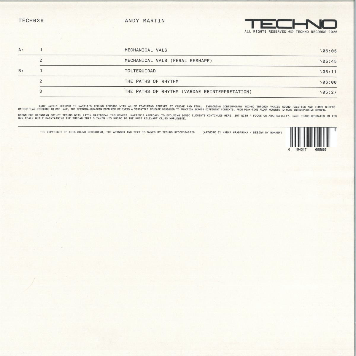 Andy Martin - (PRESALE) TECH039 (VINYL) | Mint (M) Mint (M)