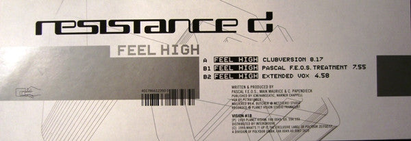 Resistance D - Feel High | Very Good Plus (VG+) Excellent (EX)