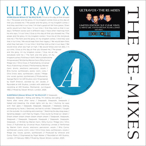 Ultravox - Re-Mixes (2Lp/Clear Vinyl) [Rsd 4.18.26] Vinyl Record