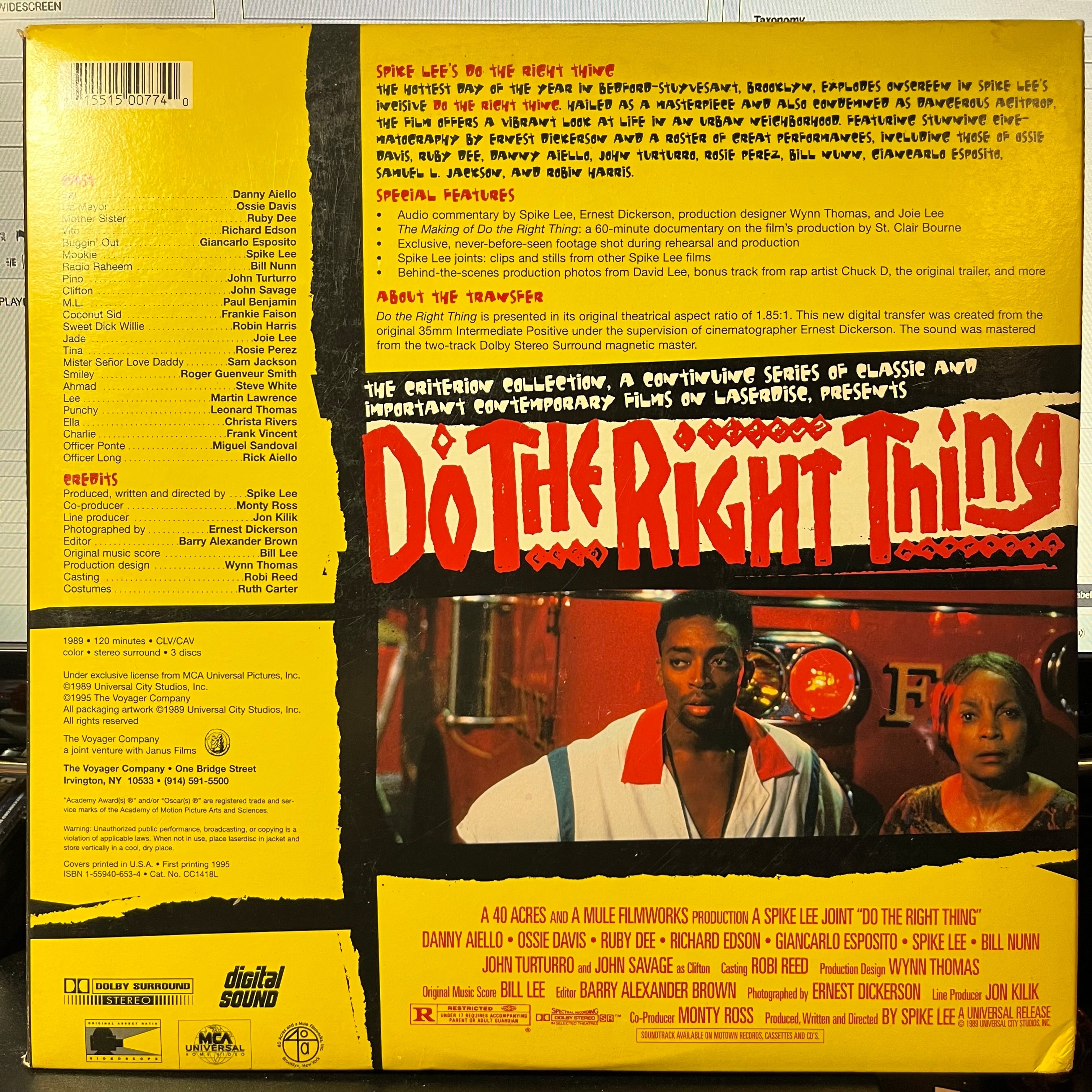 DO THE RIGHT THING (LASER DISC MOVIE) WIDESCREEN |