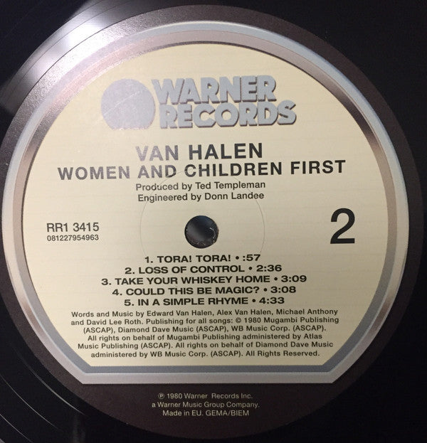 Van Halen Women And Children First Warner Records, Warner Records LP, Album, RE, RM Mint (M) Mint (M)