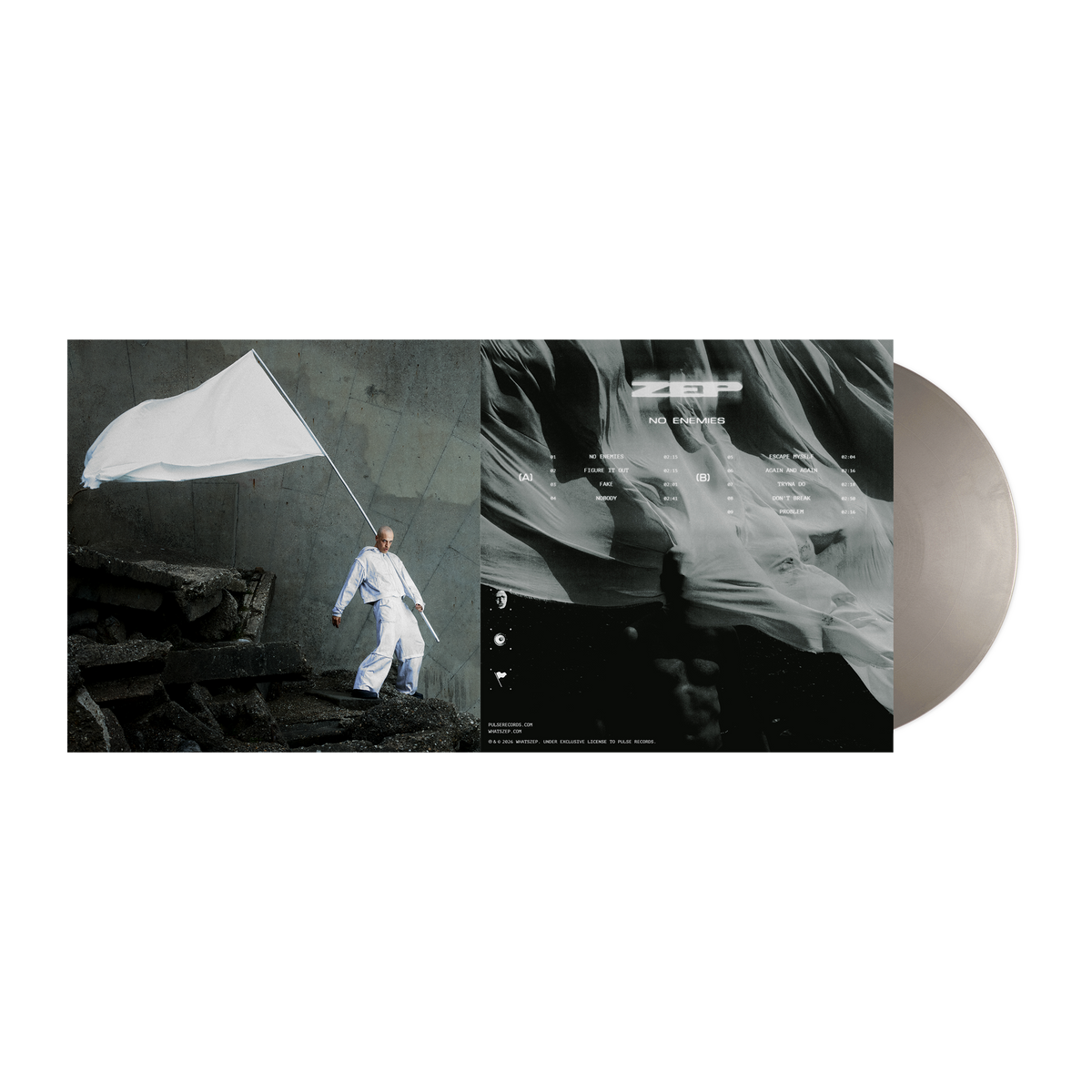 ZEP - NO ENEMIES - Opaque Silver Vinyl Record