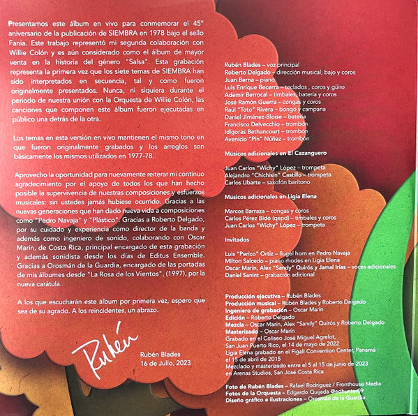 Ruben Blades - Siembra 45 Aniversario En Vivo en el Coliseo de Puerto Rico 14 de mayo 2022 (2xVINYL) | Mint (M) Mint (M)